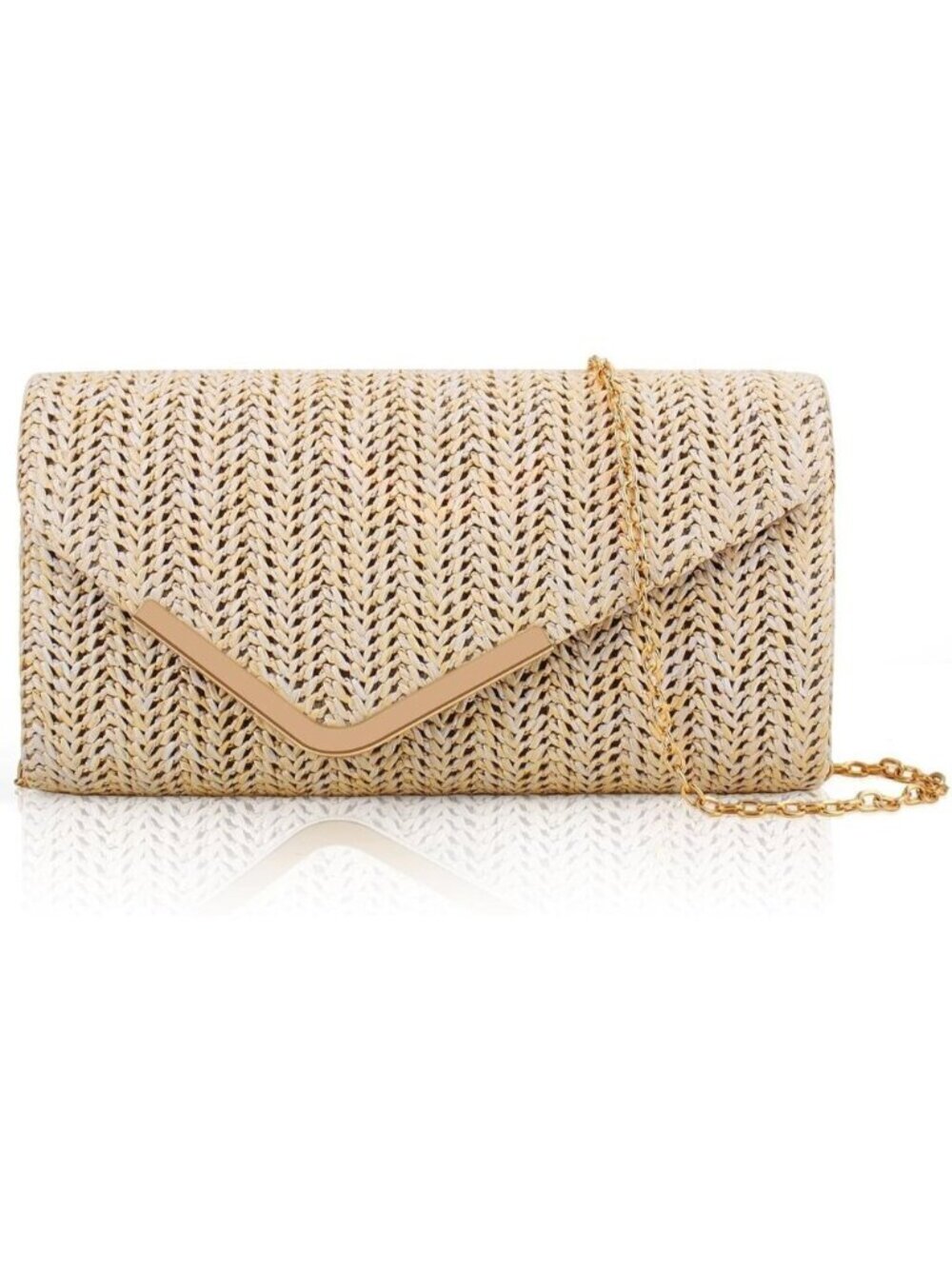 🆕Women Beige Trendy Clutch Purses Evening Fashion Envelope Cross-Body Handbags